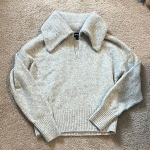 Express Light Gray Collared Sweater